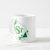 3 Anfangsbuchstabe, grüner weißer Kreis Leaf Kaffeetasse (Vorderseite Links)