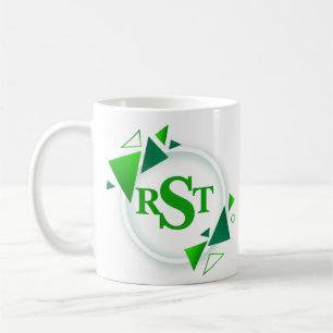 3 Anfangsbuchstabe, grüner weißer Kreis Leaf Kaffeetasse