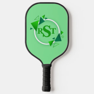 3 Anfangsbuchstabe, grüner weißer Kreis Leaf Pickleball Schläger