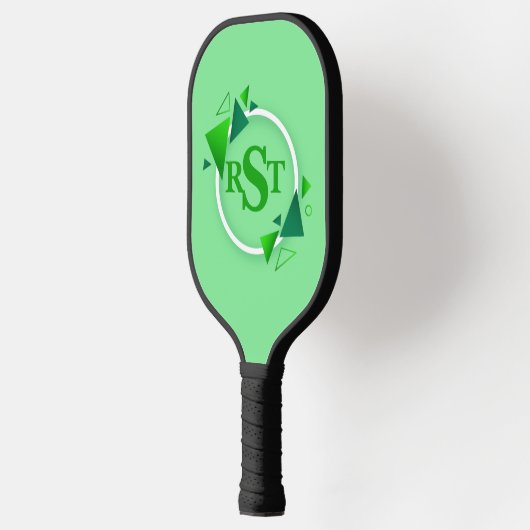 3 Anfangsbuchstabe, grüner weißer Kreis Leaf Pickleball Schläger (Links)