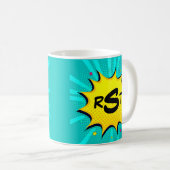 3 Anfangsbuchstabe Monogram Aqua Pop Art Cloud Kaffeetasse (VorderseiteRechts)