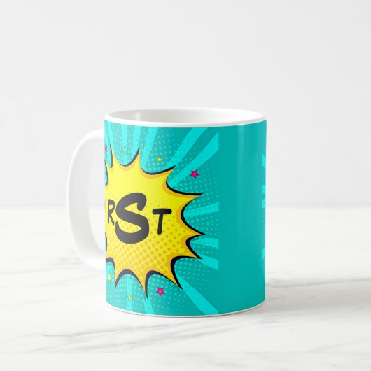 3 Anfangsbuchstabe Monogram Aqua Pop Art Cloud Kaffeetasse (Vorderseite Links)