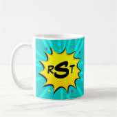3 Anfangsbuchstabe Monogram Aqua Pop Art Cloud Kaffeetasse (Links)