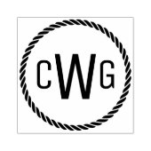 3 Anfangsbuchstabe Monogramm #1 Round-Rope-Rahmen Gummistempel (Prägung)