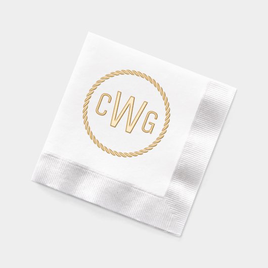 3 Anfangsbuchstabe Monogramm #1 Round-Rope-Rahmen Servietten Mit Folie (Links)