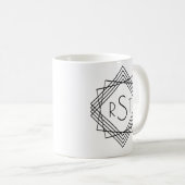 3 Anfangsbuchstaben Klassische geometrische Linien Kaffeetasse (VorderseiteRechts)