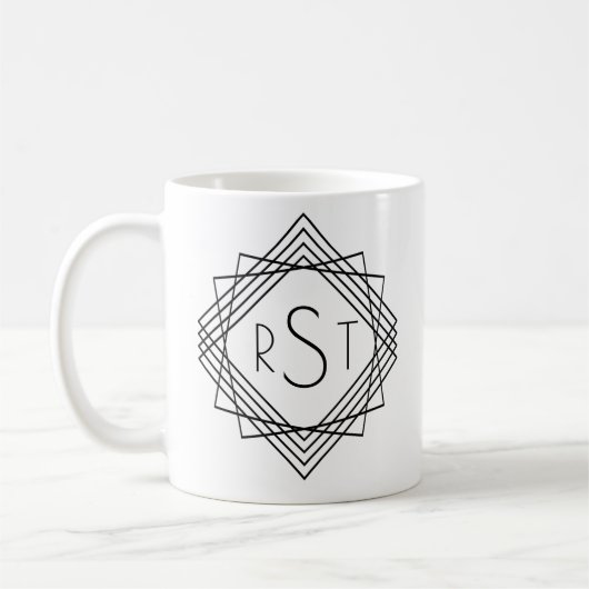 3 Anfangsbuchstaben Klassische geometrische Linien Kaffeetasse (Links)