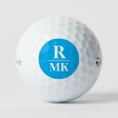 3 Anfangsbuchstaben Mit Monogramm Azure Blue Golfball (Vorderseite)