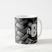 3 Anfangsbuchstaben Monogram Alte Reifen Kaffeetasse (VorderseiteRechts)