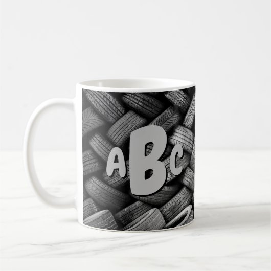 3 Anfangsbuchstaben Monogram Alte Reifen Kaffeetasse (Links)