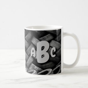 3 Anfangsbuchstaben Monogram Alte Reifen Kaffeetasse
