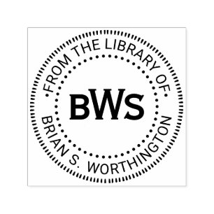 3 Anfangsbuchstaben Monogramm Bibliotheksbuch Name Permastempel