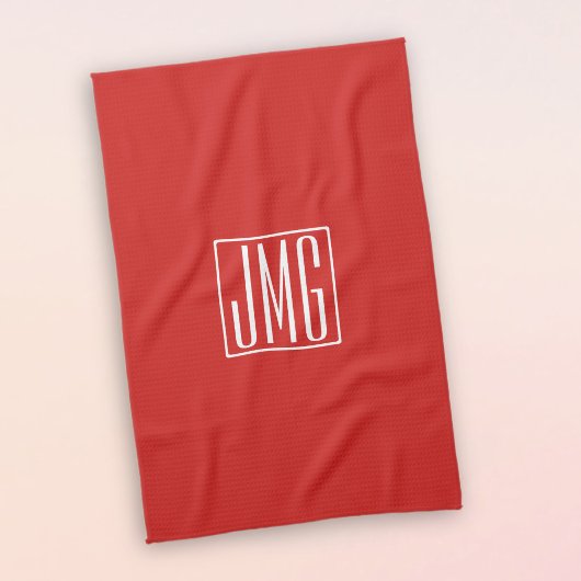 3 Anfangsbuchstaben Monogramm | Rot & Weiß (oder D Geschirrtuch