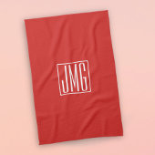 3 Anfangsbuchstaben Monogramm | Rot & Weiß (oder D Geschirrtuch