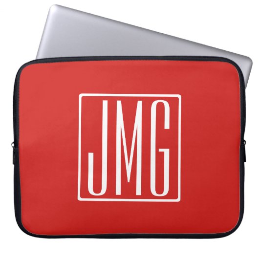 3 Anfangsbuchstaben Monogramm | Rot & Weiß (oder D Laptopschutzhülle (Vorderseite)