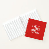 3 Anfangsbuchstaben Monogramm | Rot & Weiß (oder D Notizblock (Innenseite)