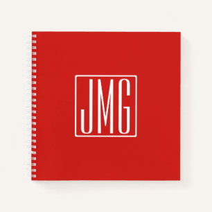 3 Anfangsbuchstaben Monogramm Rot & Weiß (oder D Notizblock