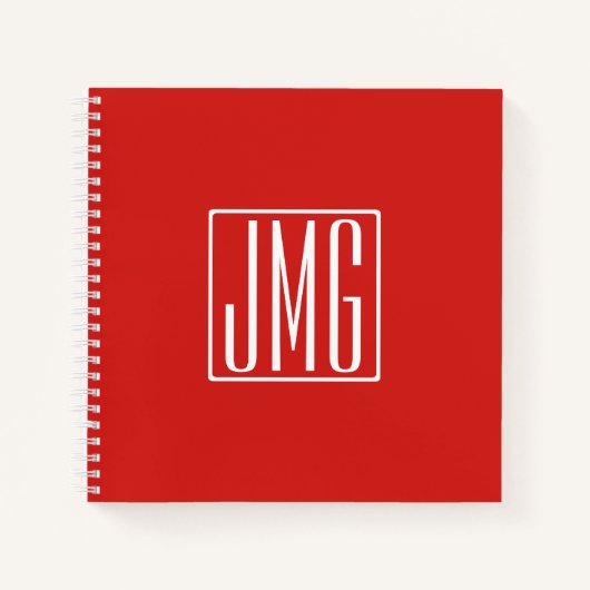 3 Anfangsbuchstaben Monogramm | Rot & Weiß (oder D Notizblock (Vorderseite)