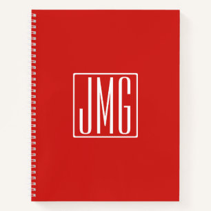 3 Anfangsbuchstaben Monogramm Rot & Weiß (oder D Notizblock
