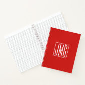 3 Anfangsbuchstaben Monogramm | Rot & Weiß (oder D Notizblock (Innenseite)