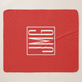 3 Anfangsbuchstaben Monogramm | Rot & Weiß (oder D Sherpadecke (Vorderseite (Horizontal))