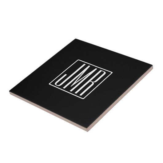 3 Anfangsbuchstaben Monogramm | Schwarz & Weiß (od Fliese (Seite)