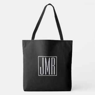 3 Anfangsbuchstaben Monogramm   Schwarz & Weiß (od Tasche