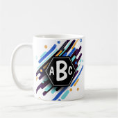 3 Anfangsbuchstaben Monogramm Schwarzer Rahmen Bla Kaffeetasse (Links)
