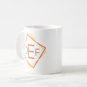 3 Anfangsbuchstaben Rot-Gelb-Braune Quadrate Kaffeetasse (Vorderseite Links)