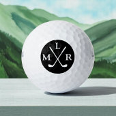 3-Anfangsbuchstaben Schwarz-Weiß-Monogramm Golfball
