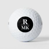 3 Anfangsbuchstaben Schwarzweiß Golfball (Vorderseite)