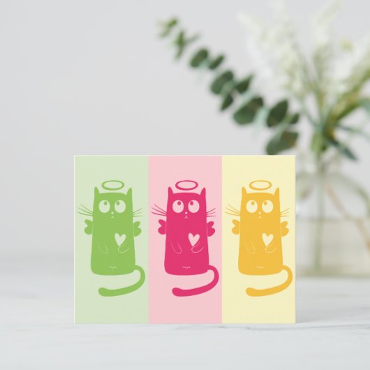 3 Angelic Cats Postcard Postkarte (Stehend Vorderseite)