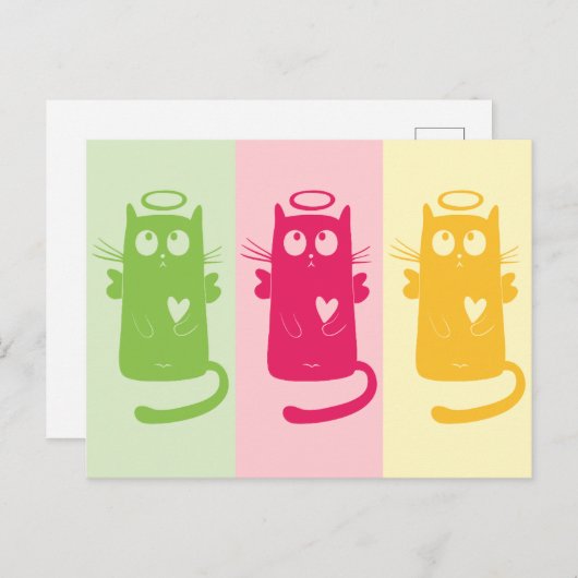3 Angelic Cats Postcard Postkarte (Vorne/Hinten)