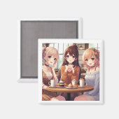 3 Anime Girls Café Bonding Magnet (Vorderseite/Rückseite)