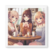 3 Anime Girls Café Bonding