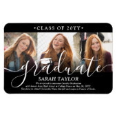 3 Ankündigung von Foto Collage Black Abschluss Magnet (Horizontal)