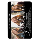 3 Ankündigung von Foto Collage Black Abschluss Magnet (Vertikal)