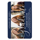 3 Ankündigung von Foto Collage Navy Blue Abschluss Magnet (Vertikal)