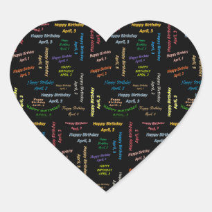 3. April Herz-Aufkleber