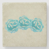 3 AQUAMARINE ROSE STEINUNTERSETZER (Vorderseite)