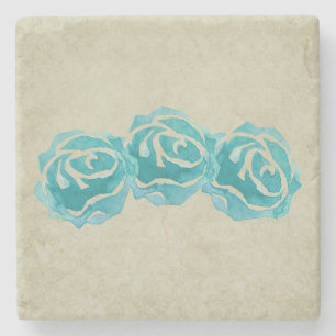 3 AQUAMARINE ROSE STEINUNTERSETZER