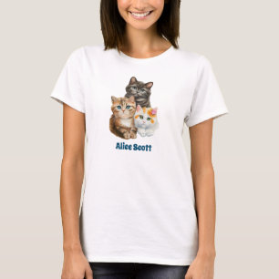 3 Aquarellkätzchen nebeneinander sitzen, T-Shirt