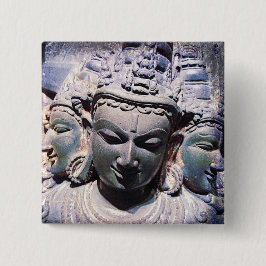 3 Asian Stone Faces Antique Statue Foto Stilvoll Button