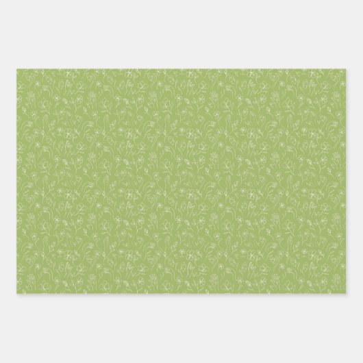 3 ASL-Blume - weiß, hinten und grün Geschenkpapier Set (Vorderseite 3)