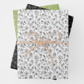 3 ASL-Blume - weiß, hinten und grün Geschenkpapier Set (Beispiel)