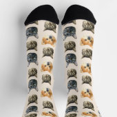 3 Auf Elfenbein Personalisiertes Katzen- und Hunde Socken (Oben)