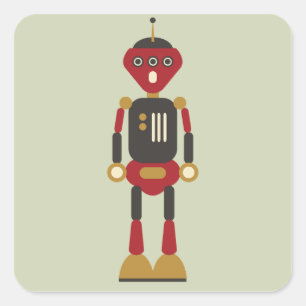 3-äugiger-Roboter-Aufkleber Quadratischer Aufkleber