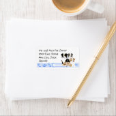 3 Australische Hirten auf Blue Gingham Adressaufkleber (Insitu)