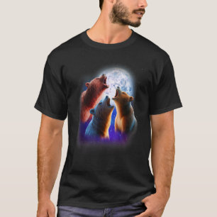 3 Bären heulen bei Mond Funny Mountain Bear An T-Shirt