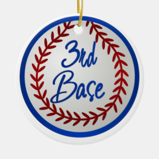 3. Basisspieler und Baseball Keramik Ornament